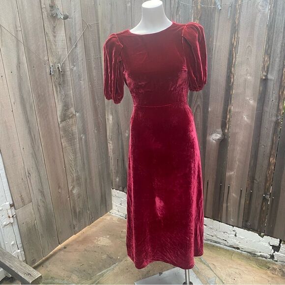 Reformation Livia Open-back Velvet Midi Dress size 0 - Picture 8 of 9